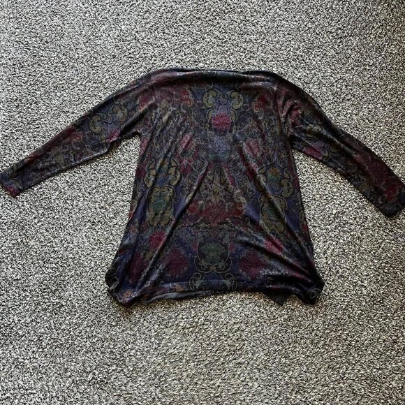 Soft Surroundings Multicolored Floral VNeck Long Sleeve Top, Petite Small Shirt - Picture 4 of 6